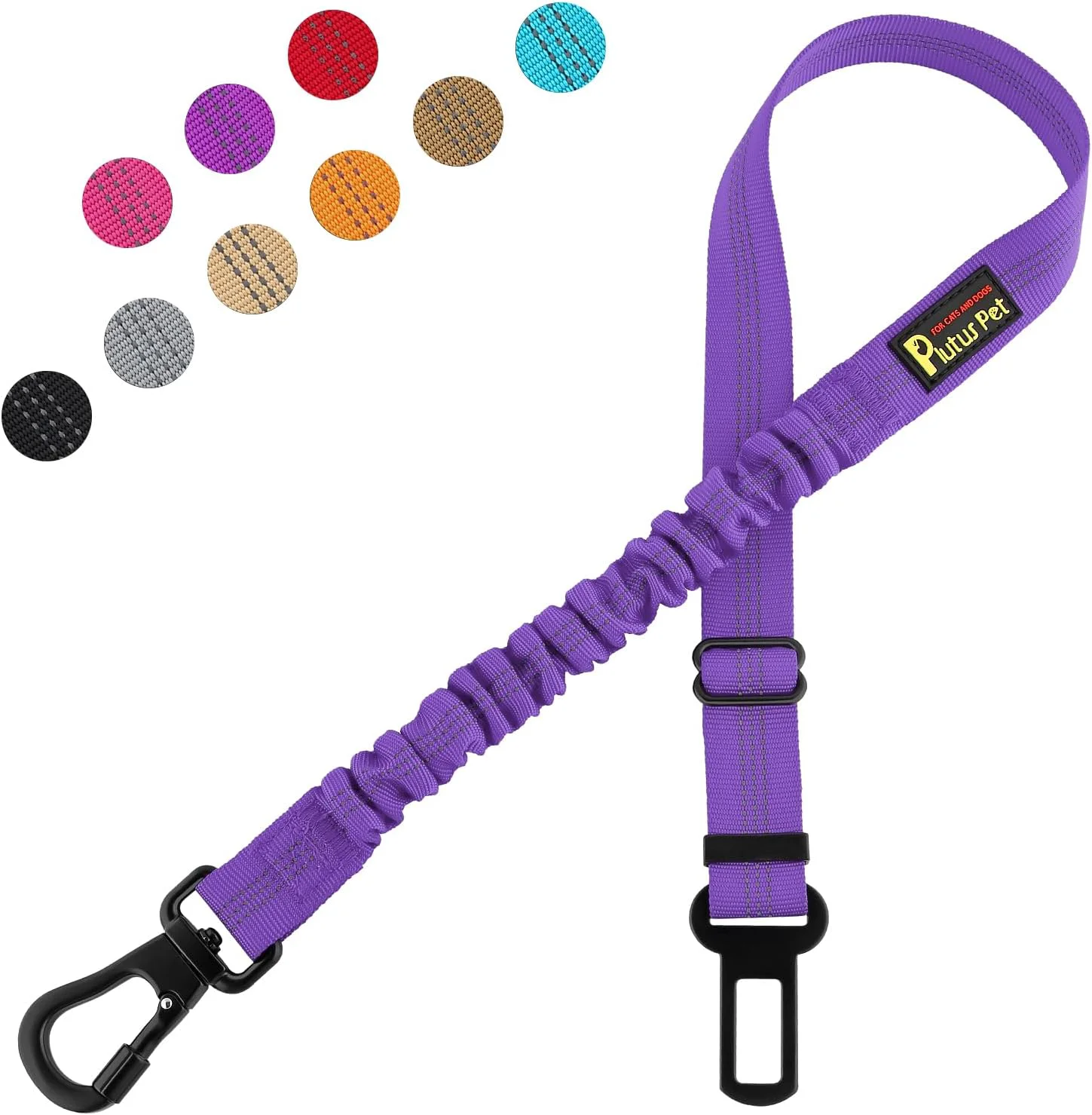 Responsible Plutus Pet Dog Seat Belt for Car Adjustable Dog Car Harness with Carabiner Clip Reflective Safety Dog Seatbelt Leash with Elastic Bungee Purple First-Class