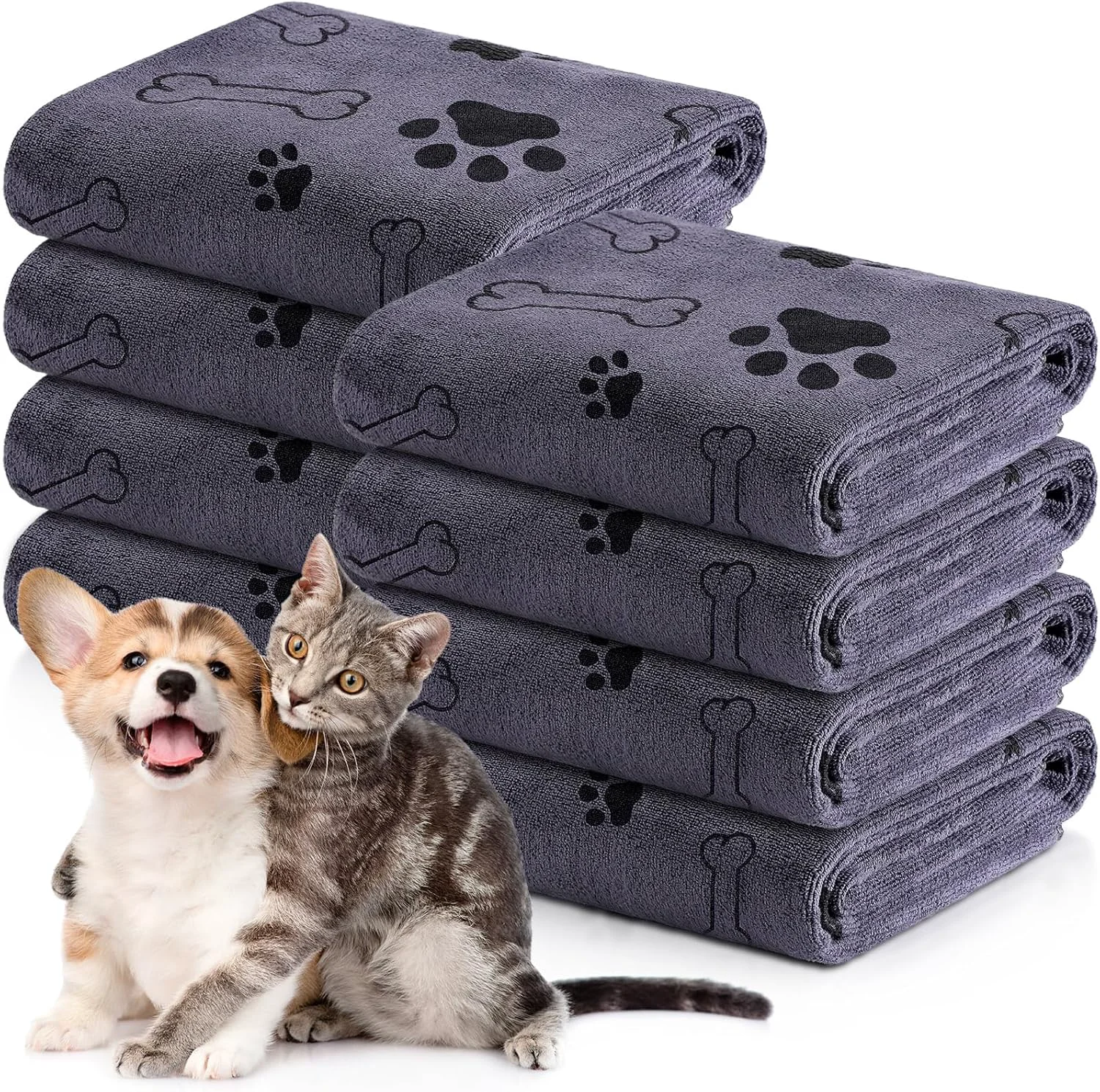 Carefully Designed Chumia 8 Pcs Dog Towels for Drying Dogs Cats Pet Towels Bulk Puppy Microfiber Quick Drying Paw Bath Bathing Supplies Absorbent for Medium Pets Gray 18 x 28 Inch Next-Generation