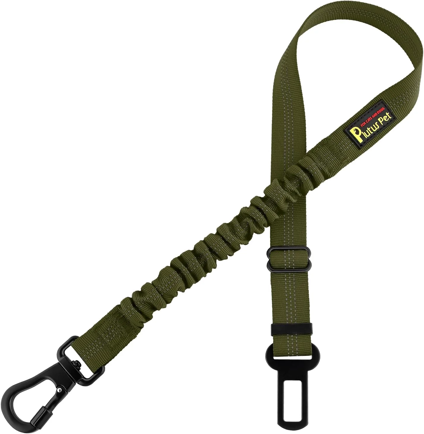 Dependable Plutus Pet Dog Seat Belt for Car Adjustable Dog Car Harness with Carabiner Clip Reflective Safety Dog Seatbelt Leash with Elastic Bungee Ranger Green Traditional