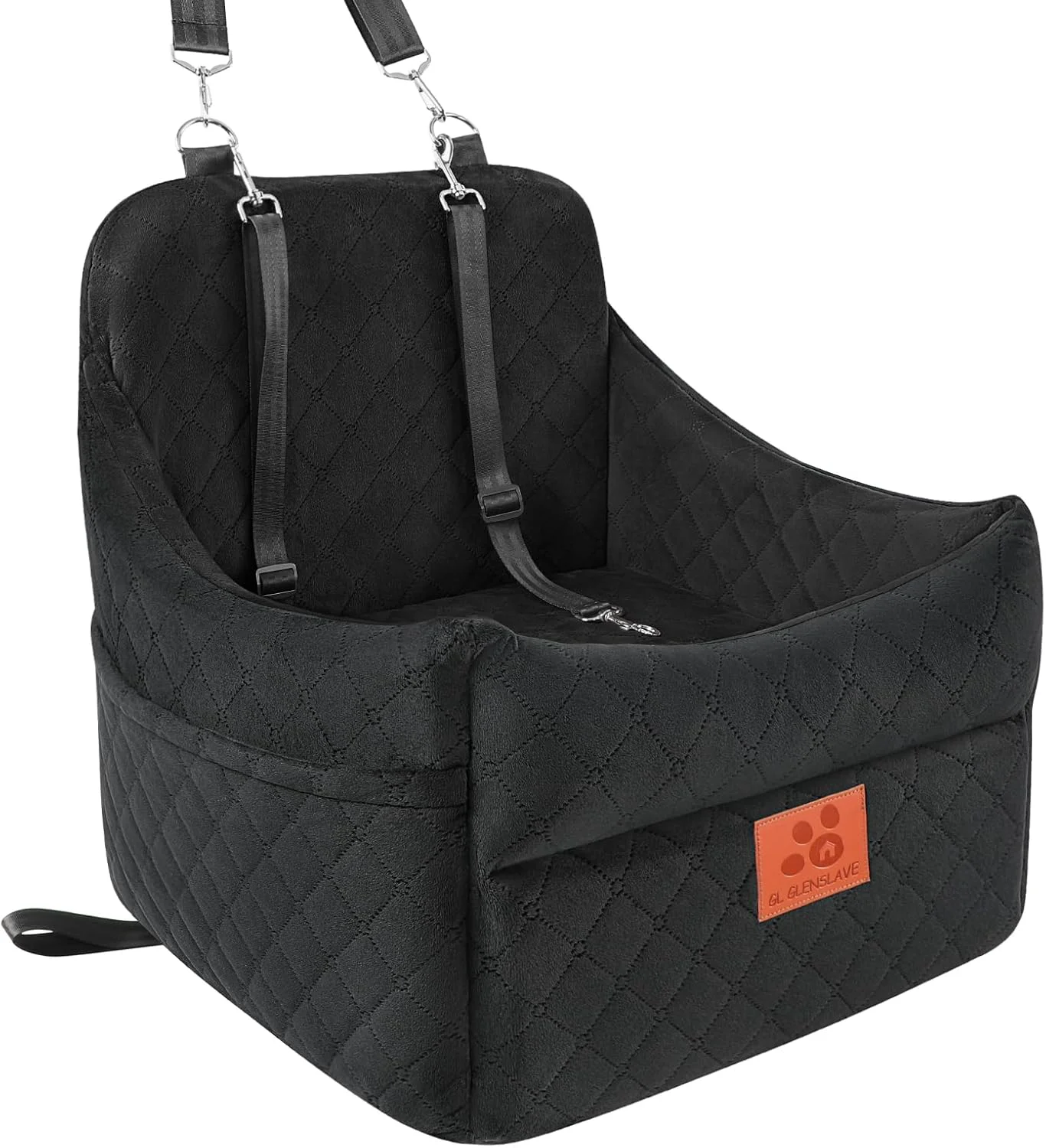 Authentic Dog Car Seat for Small Medium Dogs Dog Booster Car Seats with Thick Cushion for Dogs Under 35lbs Detachable Washable Pet Car Seat with Storage Pockets 2 Safety Belts Black Luxury