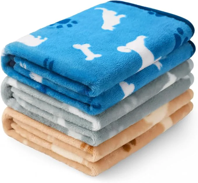 Fine Luciphia 1 Pack 3 Dog Printed Fleece Pet Blankets Washable，Soft Warm Throw Advanced