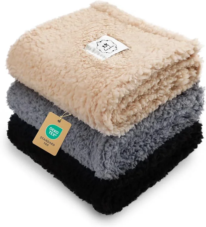 Classic 1 Pack 3 Calming Blankets Fluffy Premium Fleece Pet Blanket Soft Sherpa Throw Organic