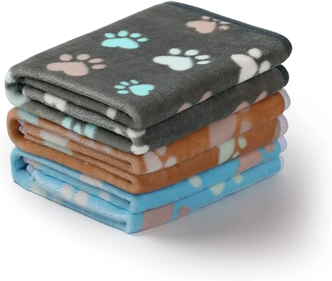 Sophisticated Luciphia 1 Pack 3 Blankets Fluffy Premium Fleece Pet Blanket Flannel Paw Prestigious