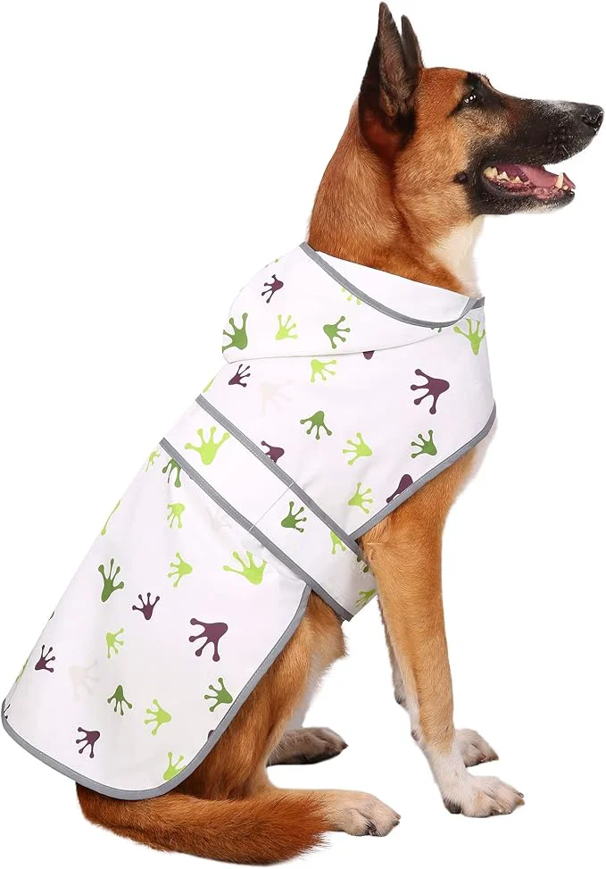 Smart Dog Rain Coat for Large Dogs Waterproof Hooded Rain Jacket with Reflective Strips Leash Hole Poncho Adjustable Fit FrogPaw XL About ThisOverview Fine Crafted