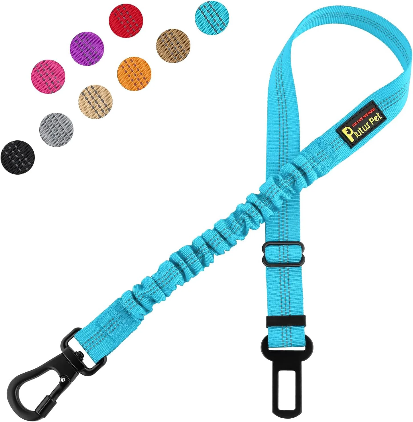 Contemporary Plutus Pet Dog Seat Belt for Car Adjustable Dog Car Harness with Carabiner Clip Reflective Safety Dog Seatbelt Leash with Elastic Bungee Cyan Powerful