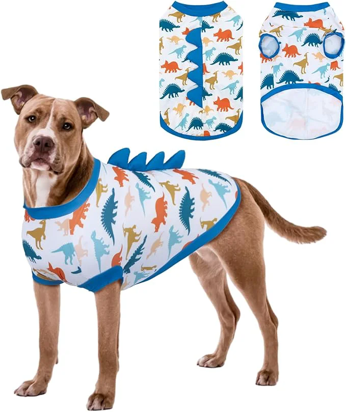 Versatile UPF 50 Sun Protection Dog Shirt - Sleeveless Cooling Vest for Medium Dogs Boy Quick-Dry Pet T-Shirt with Funny Dinosaur Horns UV Protective Breathable Dog Clothes U-COSBX02MAbout ThisOverview Practical