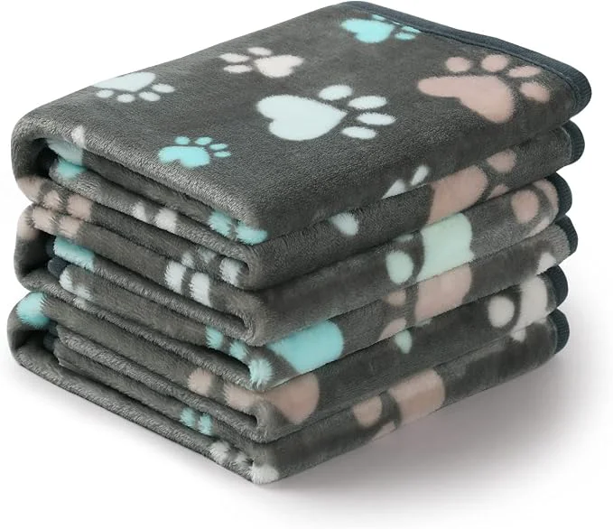 Comfortable Luciphia 1 Pack 3 Blankets Fluffy Premium Fleece Pet Blanket Flannel Paw Long-Lasting