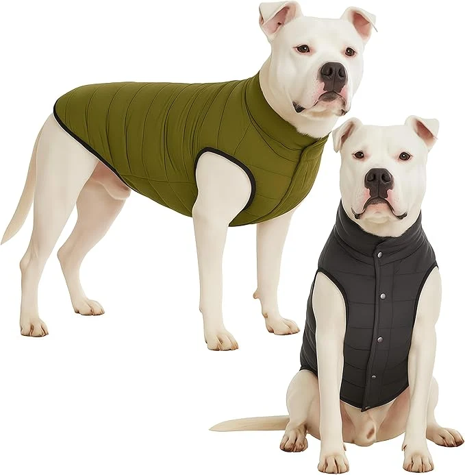 Selected LovinPet Reversible Dog Puffer Coat for Medium Large Dogs Down‑Insulated Winter Jacket Water‑Resistant Wind‑Resistant Anti‑Static Dual-Sided Dark Green Grey for Cold Weather XLAbout ThisOverview Artisan