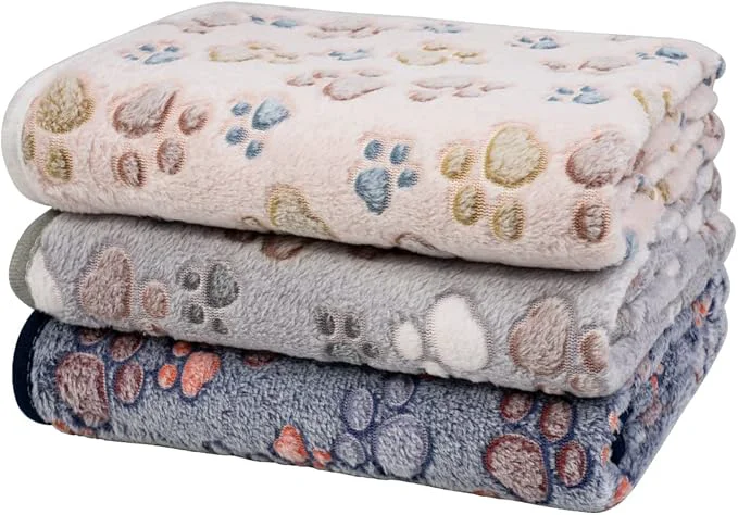 Original Dono 1 Pack 3 Dog Blankets Soft Fluffy Fleece Pet Blanket Warm Sleep Mat Paw High-Grade