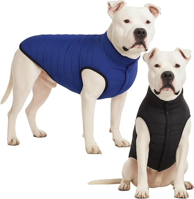 Artisan LovinPet Reversible Dog Puffer Coat for Medium Large Dogs Down‑Insulated Winter Jacket Water‑Resistant Wind‑Resistant Anti‑Static Dual-Sided Blue Black for Cold Weather LAbout ThisOverview Enhanced
