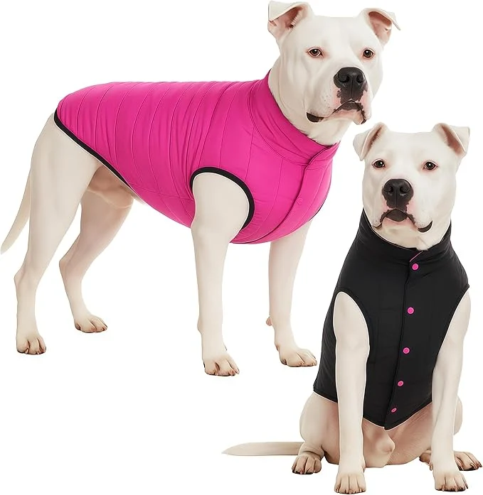 Artisan LovinPet Reversible Dog Puffer Coat for Medium Large Dogs Down‑Insulated Winter Jacket Water‑Resistant Wind‑Resistant Anti‑Static Dual-Sided Pink Black for Cold Weather LAbout ThisOverview Pure