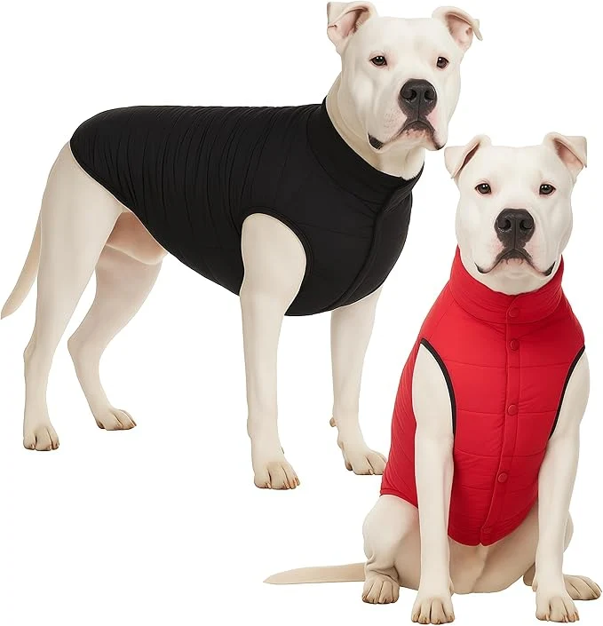 Certified LovinPet Reversible Dog Puffer Coat for Medium Large Dogs Down‑Insulated Winter Jacket Water‑Resistant Wind‑Resistant Anti‑Static Dual-Sided Black Red for Cold Weather XLAbout ThisOverview Verified