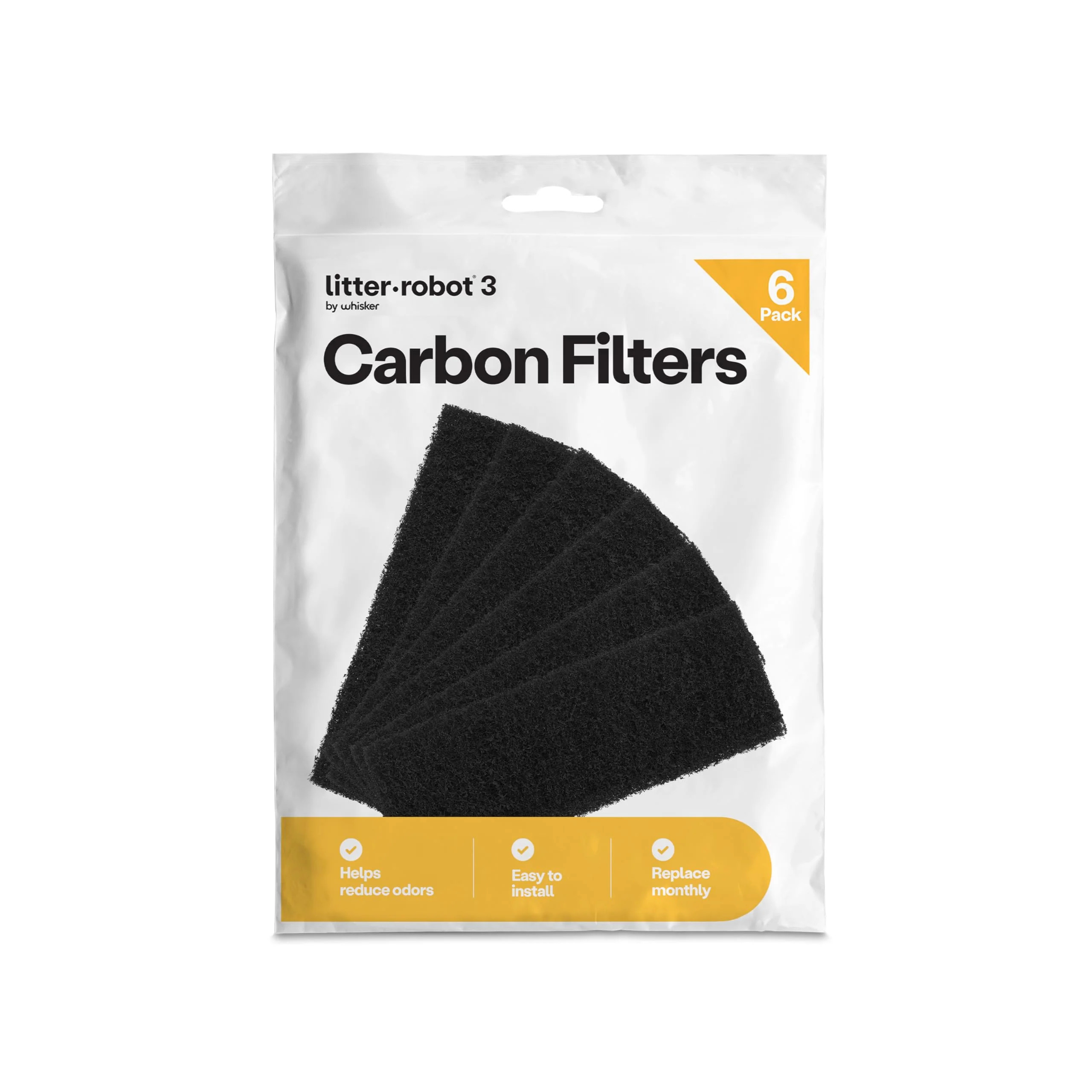 Fashionable Whisker Litter-Robot 3 Carbon Filters 6-Pack – Odor Moisture Control for Litter Drawer Premium Material