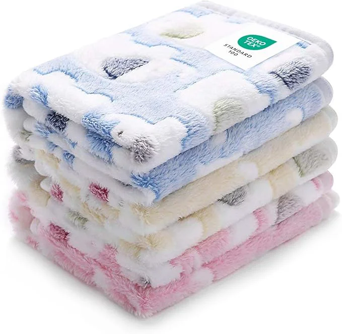 Solid 1 Pack 3 Blankets Super Soft Fluffy Premium Cute Elephant Pattern Pet Blanket Secure