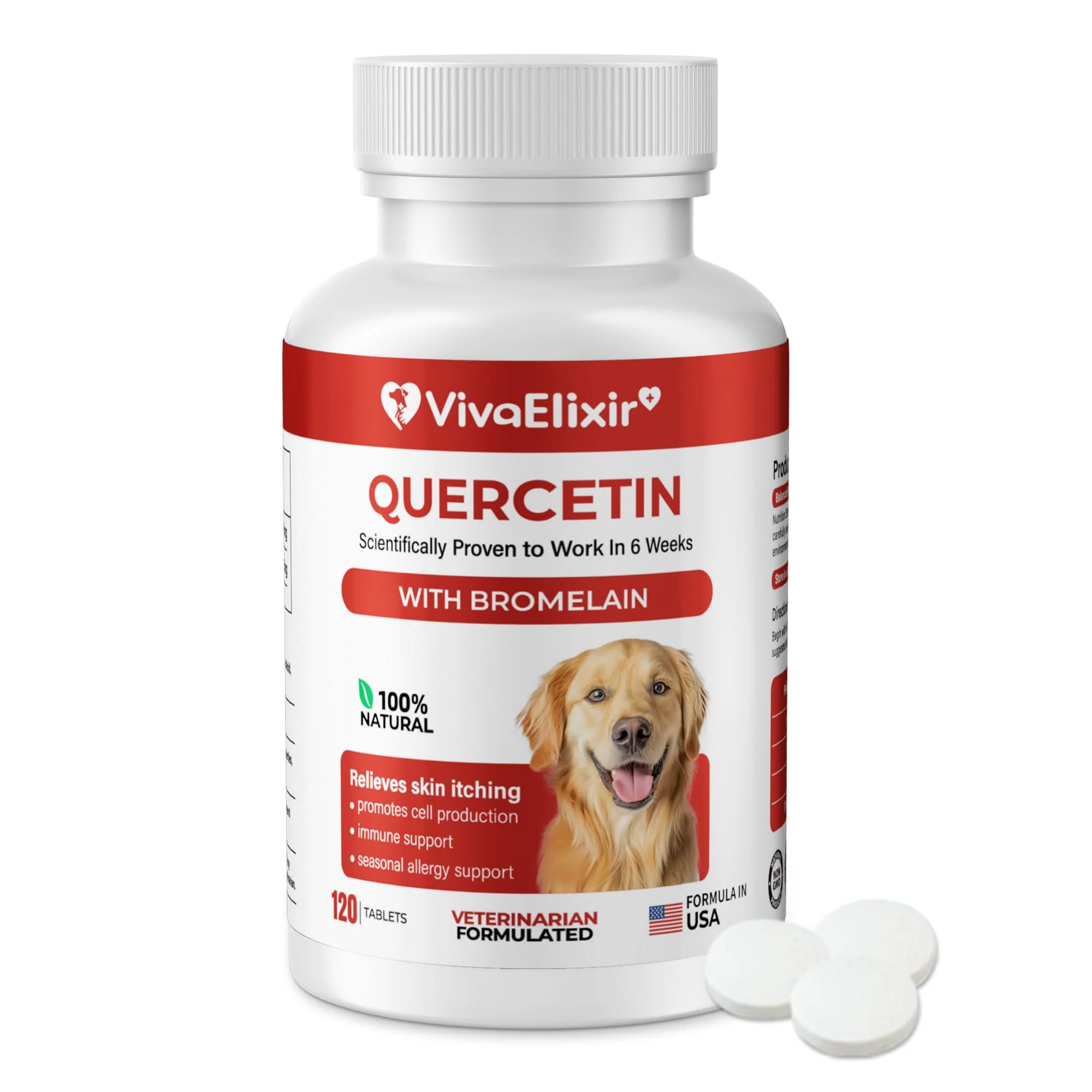 Top-Quality VivaElixir Quercetin Bromelain Tablets for Dogs — Skin Allergy Ear Joint Support Vet-Formulated Excellent