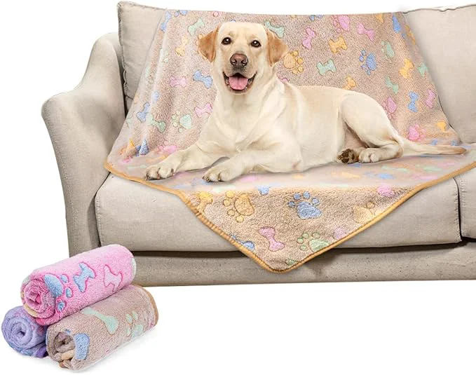 Reliable Dono 1 Pack 3 Dog Blankets Soft Fluffy Fleece Pet Blanket Warm Sleep Mat Paw Reusable
