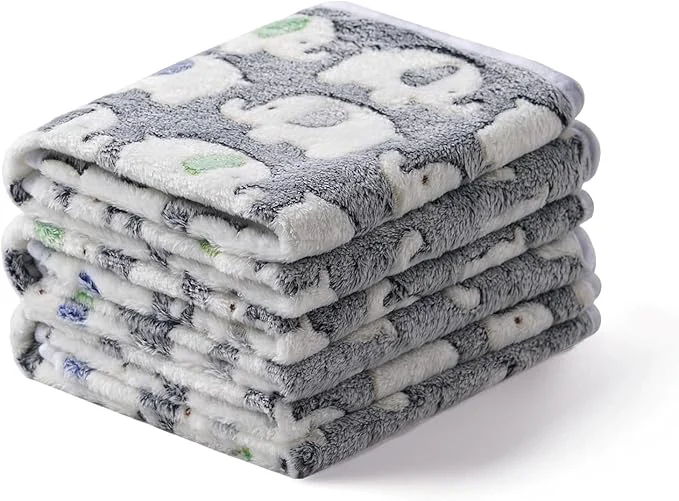 Practical 1 Pack 3 Blankets Super Soft Fluffy Premium Cute Elephant Pattern Pet Blanket Artisan