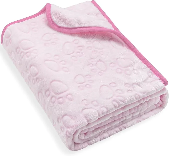 Luxury Stuffed Premium Soft Dog Blanket Flannel Pink Stuff Cute Paw Print 43 66 Sustainable