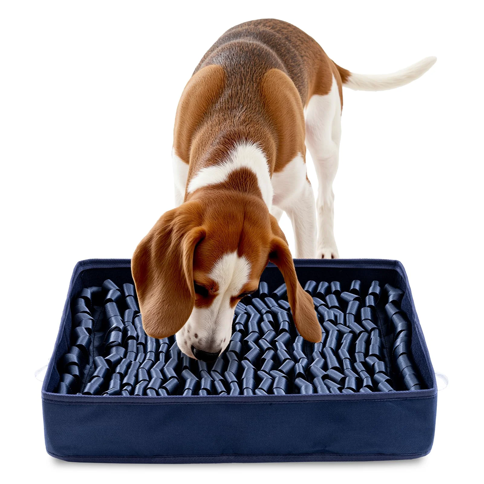 Reusable FunFurry Snuffle Mat for Dogs – Interactive Puzzle Mat with Non-Slip Backing Navy 17 x 15 inches Long-Lasting