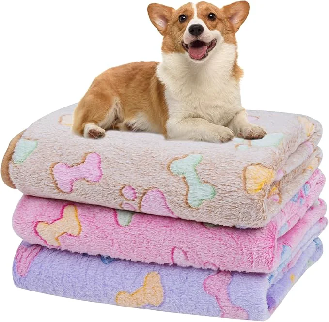 Prestigious Dono 1 Pack 3 Dog Blankets Soft Fluffy Fleece Pet Blanket Warm Sleep Mat Paw Smooth