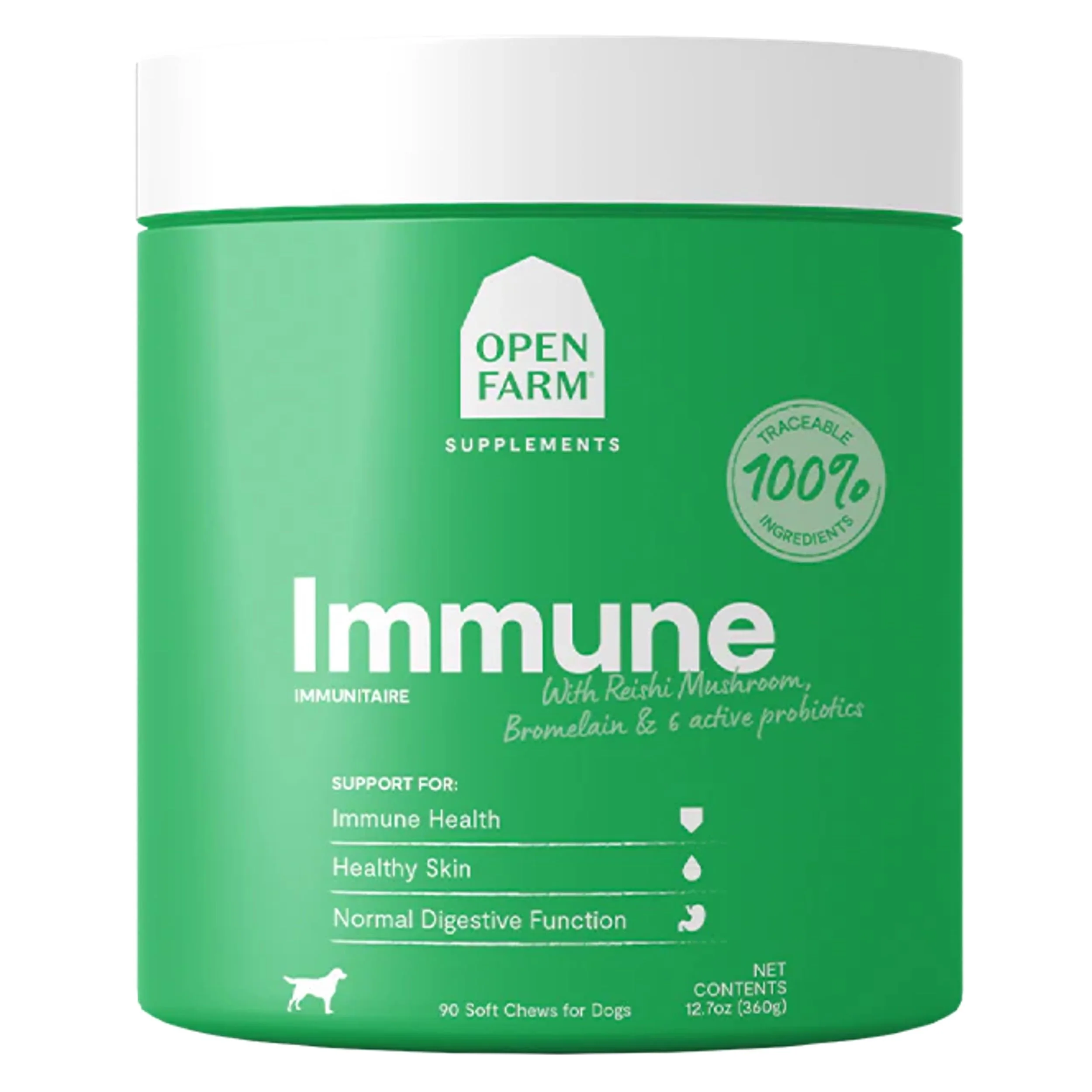 Consistent Open Farm Immune Chews for Dogs Plant-Based Immune Skin Support with Probiotics 12.7 oz 90 Count Soft