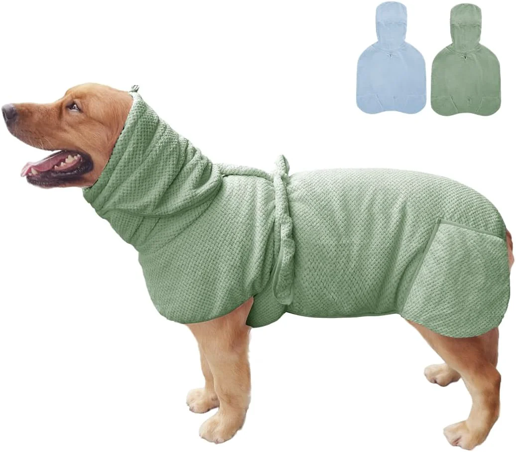 Selected Medium to Large Size Dog Bathrobe Quick Drying Super Absorbent Used for After Bathing Warm Dog Towels Adjustable Hoodies and Belts for Pet Dogs Bath Clothes Products Green Jacquard 5XL High-Performance