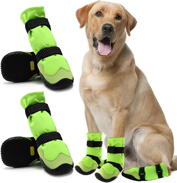 Casual Dog Shoes for Hot Pavement Anti-Slip Dog Boots Paw Protectors for Winter Snowy Day Summer Dog Snow Boots Waterproof Dog Shoes for Small to Large Dogs with Reflective Straps for Hiking 4PcsAbout ThisOverview Modern