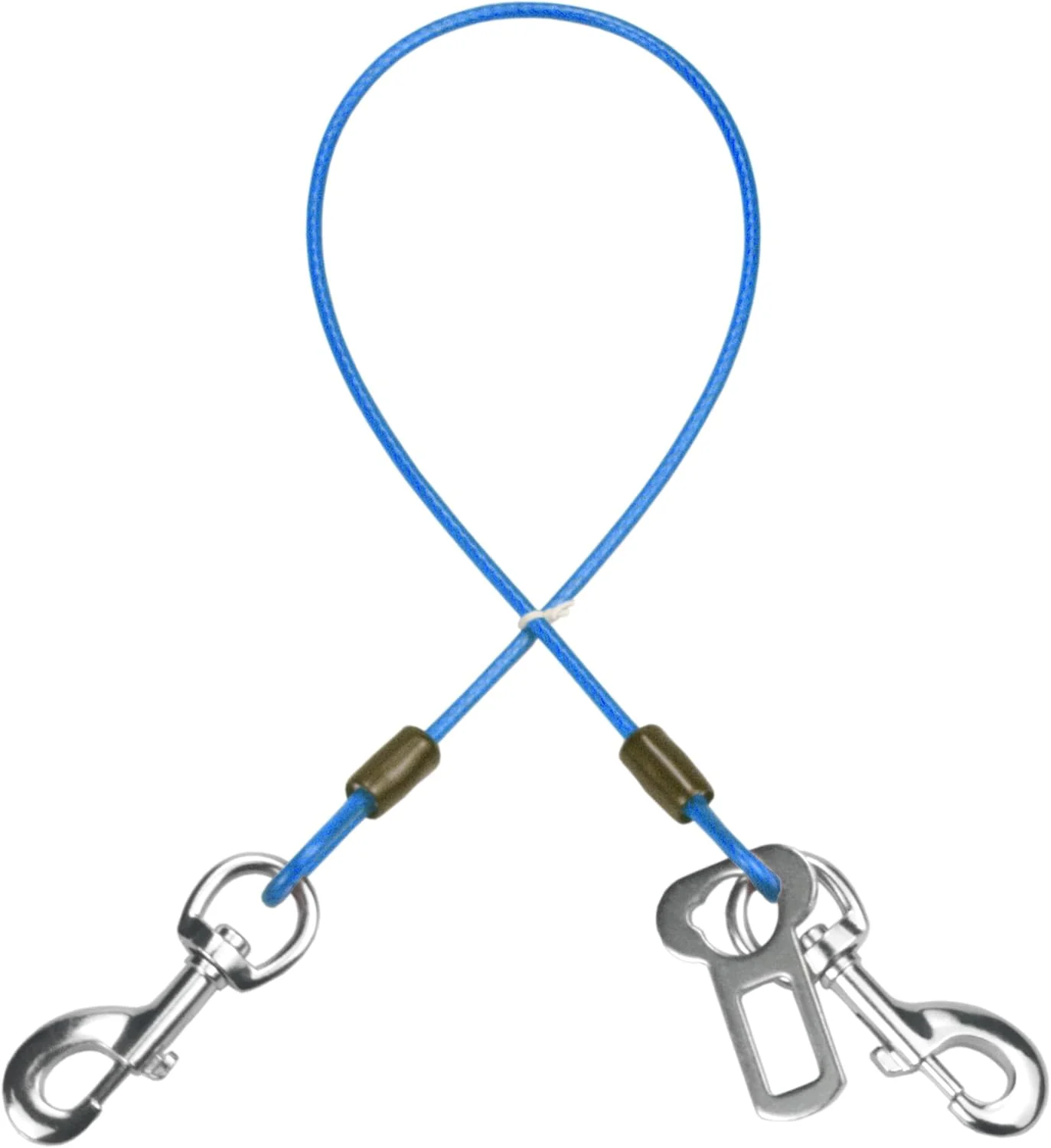 Elegant Dog Seat Belt Harness for Car Dog Seatbelt of Coated Wire Leash Safety Restraint No Chew Tether Cable Vehicle Double Clips Latch Blue 16 inch 40 CM Clean