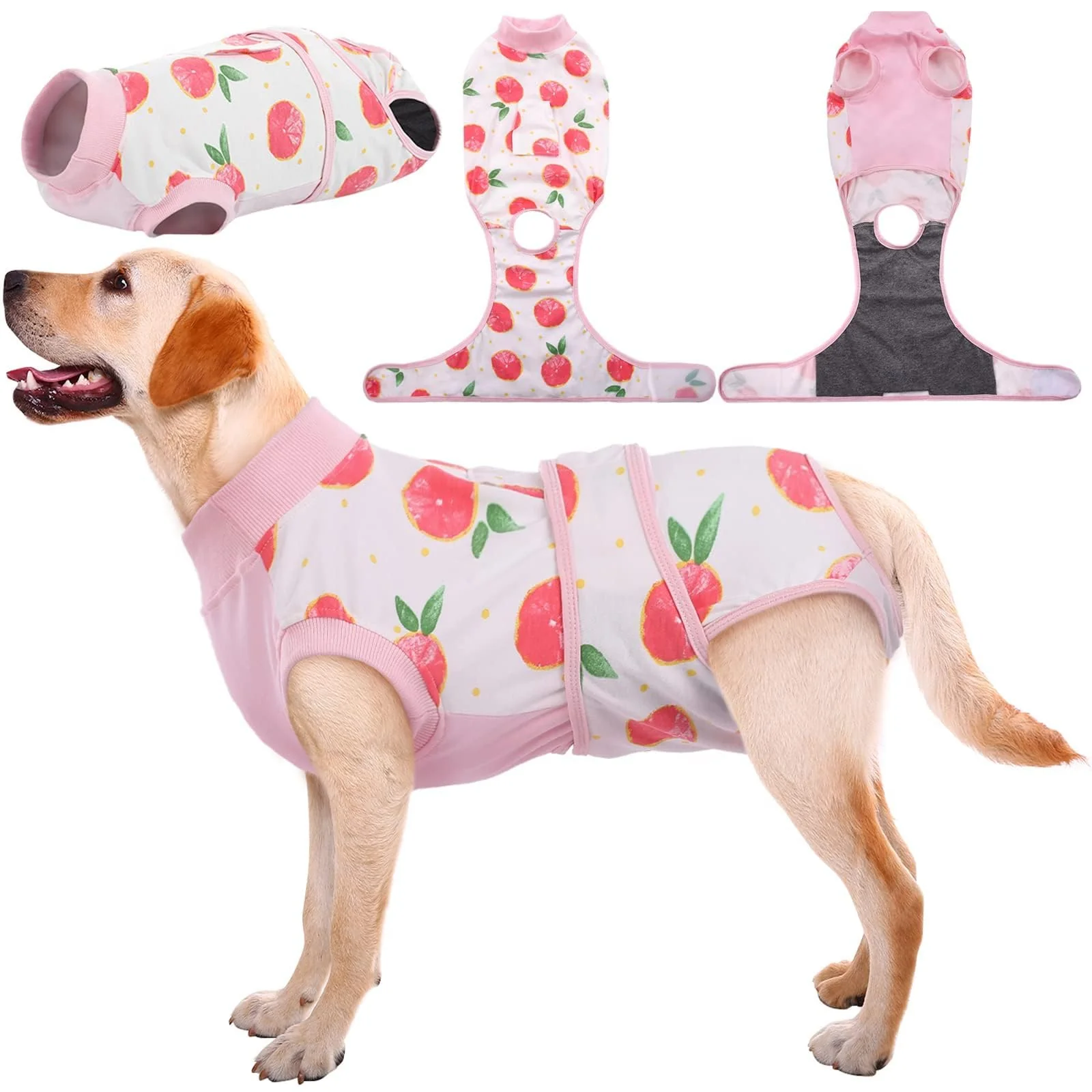 Classic Kuoser Dog Recovery Suit Female – Post-Op Onesie for Surgery and Spay Neuter Pink Size L Stylish