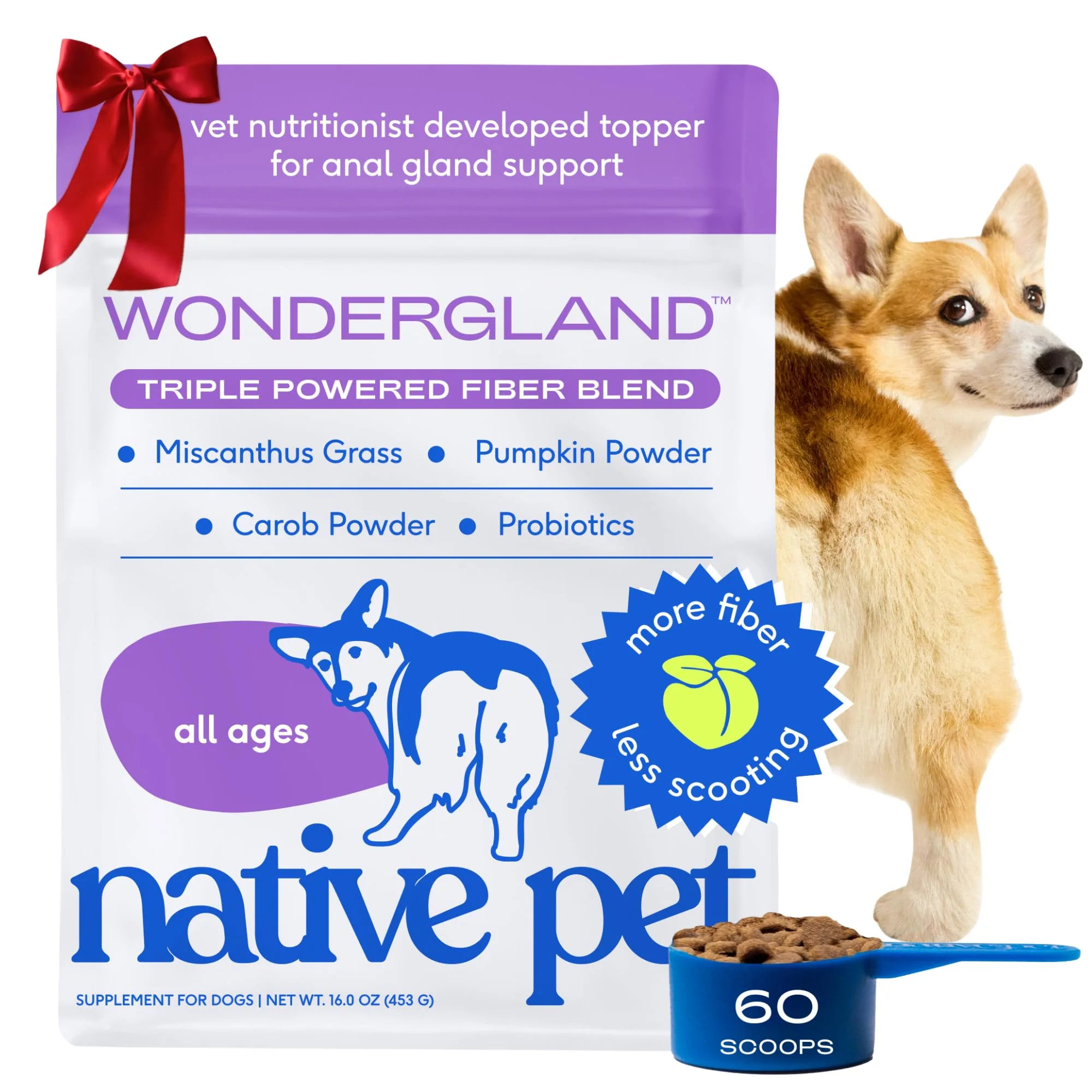 Fast Native Pet WonderGland – Fiber Probiotic Dog Anal Gland Support 60 Scoops Optimized