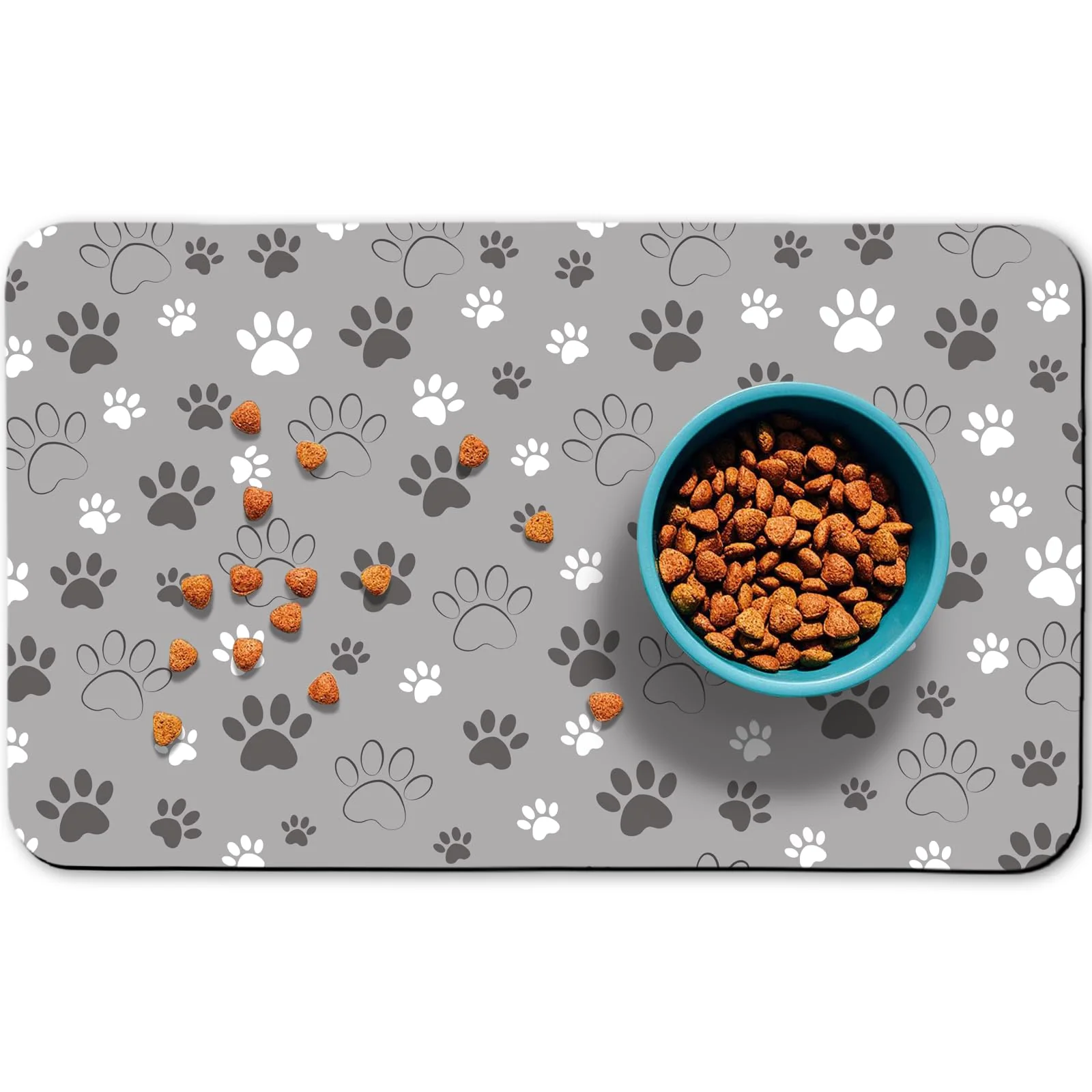 High-End Zoeeya Dog Food Mat Absorbent Non-Slip Easy-Clean 24x32 in Light Gray Traditional