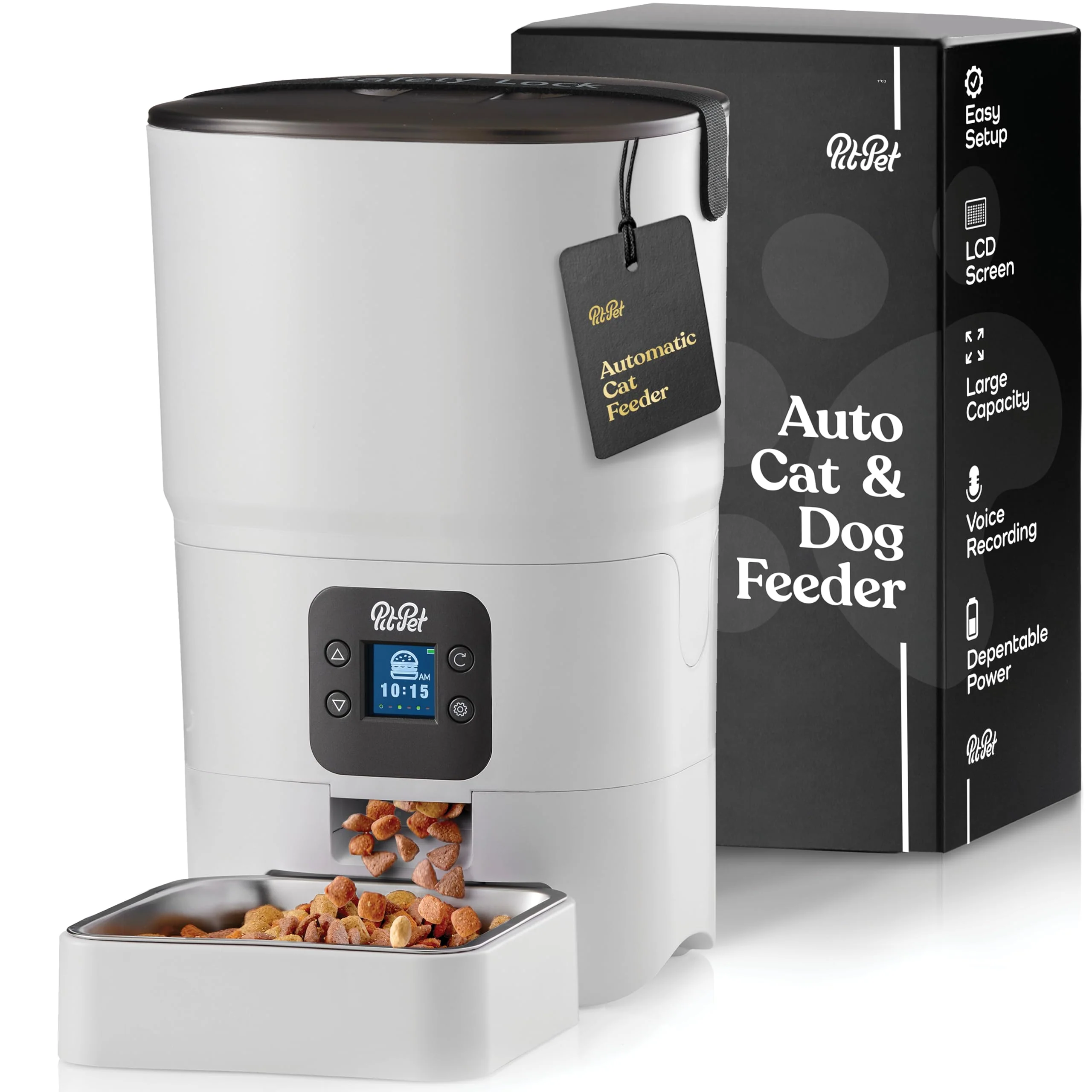 Sustainable Pitpet Smart Automatic Cat Feeder – 6L with LCD Display White Easy Setup Fashionable
