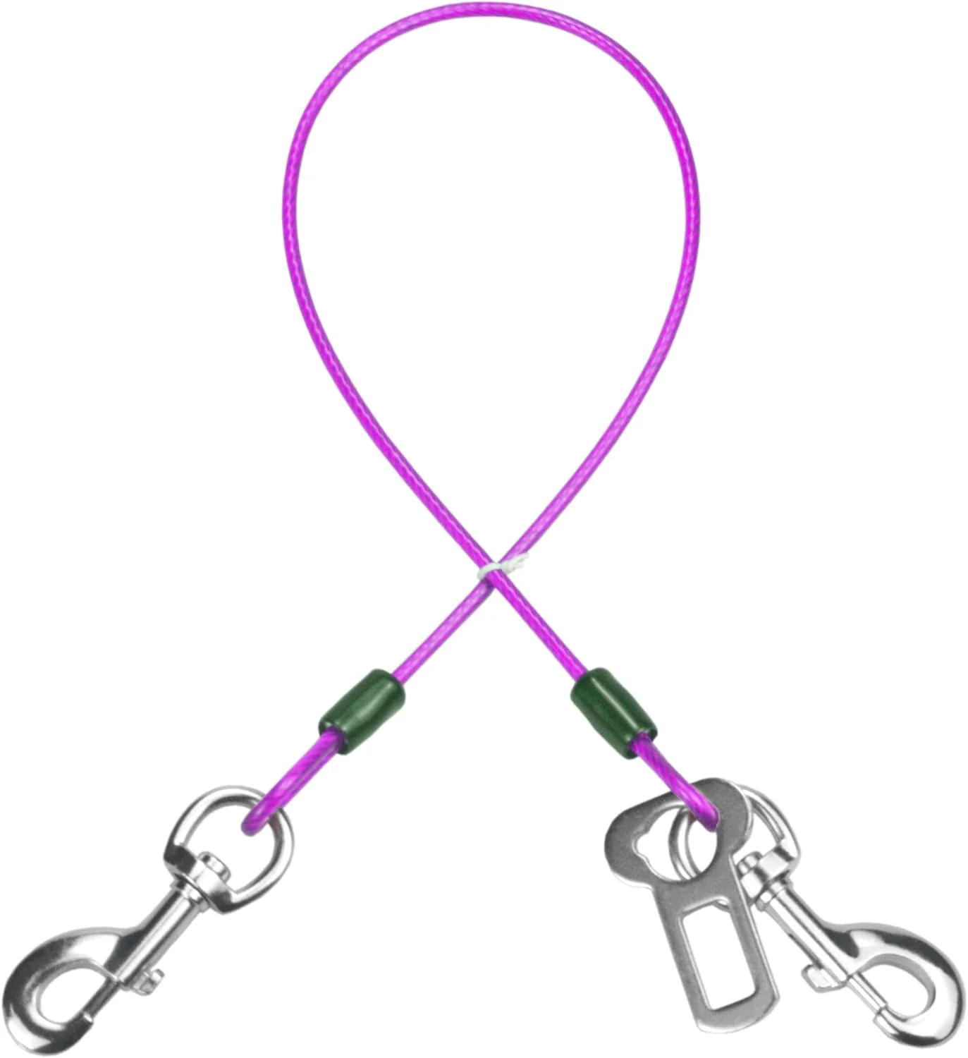 Soft Dog Seat Belt Harness for Car Dog Seatbelt of Coated Wire Leash Safety Restraint No Chew Tether Cable Vehicle Double Clips Latch Purple 24 inch 60 CM Responsible