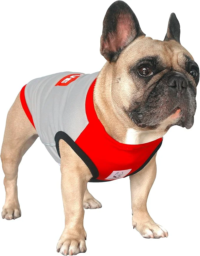 Eco-Friendly iChoue French Bulldog Summer Cooling Shirt for Dogs UV Sun Protection Vest Sleeveless Stretchy Tank Top English Pug Grey Red - Large PlusAbout ThisOverview Excellent