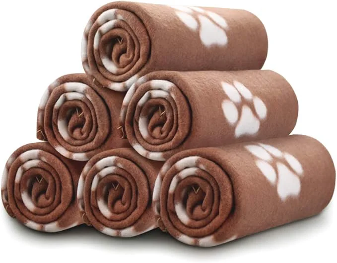 Reusable Comsmart Dog Blankets for Small Dogs 6 Pack Puppy Blanket Cute Paw Print Pet Responsible