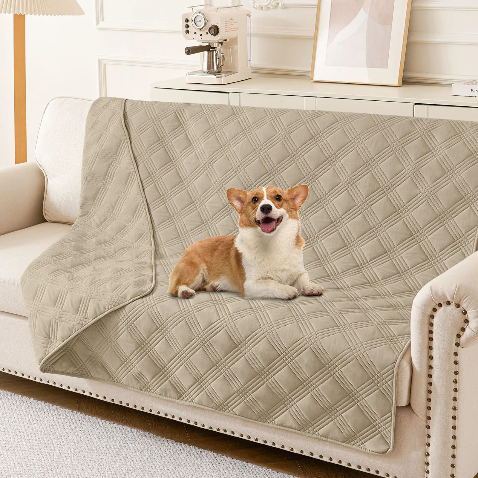 Traditional hyha Waterproof Dog Blanket — Reversible Sofa Cover 68x82 Taupe Smart