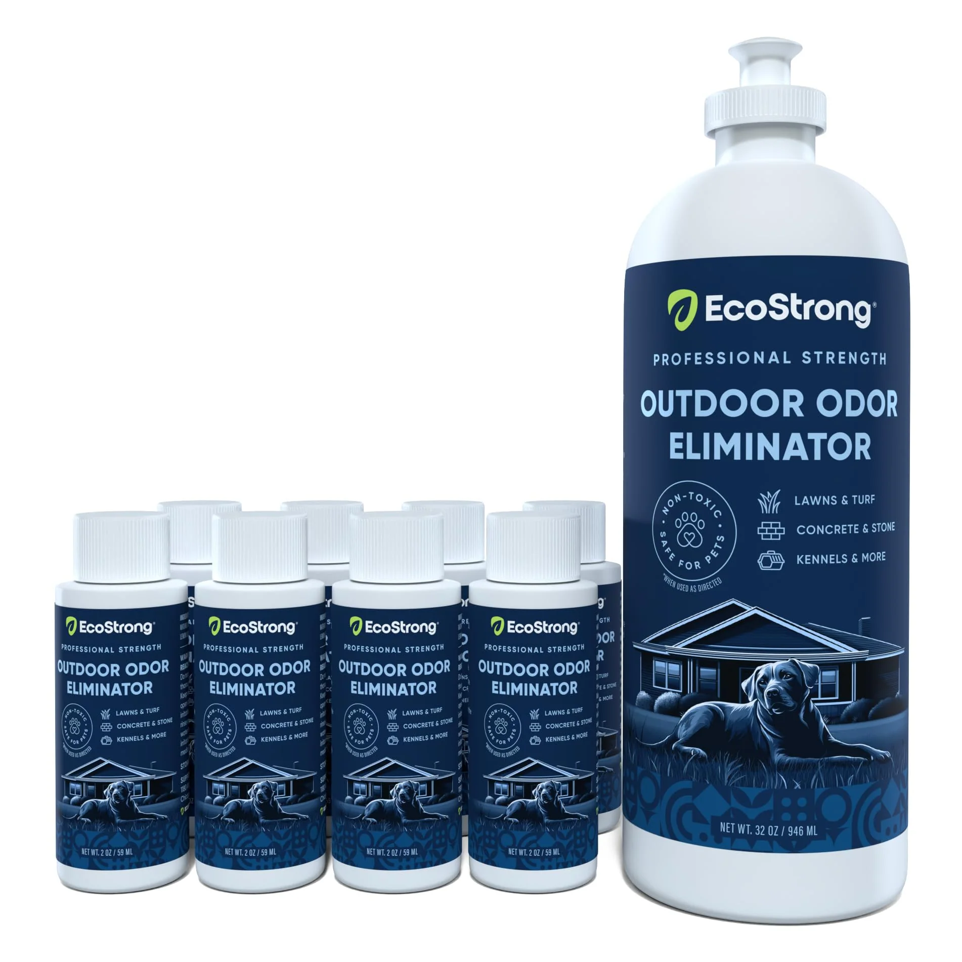 Durable Eco Strong Outdoor Odor Eliminator – Enzyme Cleaner for Yard Kennels Patios 10-2oz Shots with Halo Sprayer Casual