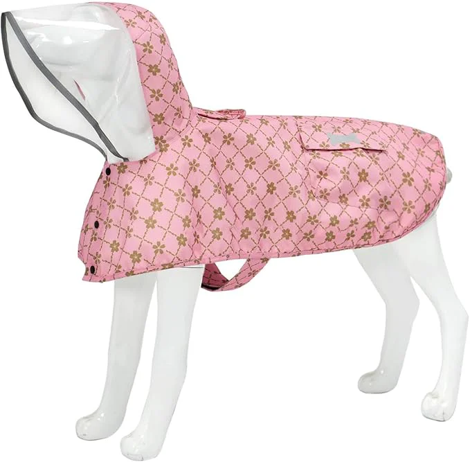Versatile Waterproof Dog Raincoat Adjustable Reflective Lightweight Pet Rain Clothes with Poncho Hood Gold Cheery Blossoms Pink X-Small About ThisOverview Classic