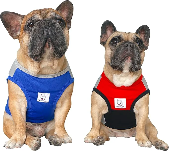 Consistent iChoue 2pcs French Bulldog Summer Cooling Shirt for Dogs UV Sun Protection Vest Sleeveless Breathable Tank Top English Pug Blue Grey Red Grey - LargeAbout ThisOverview Proven