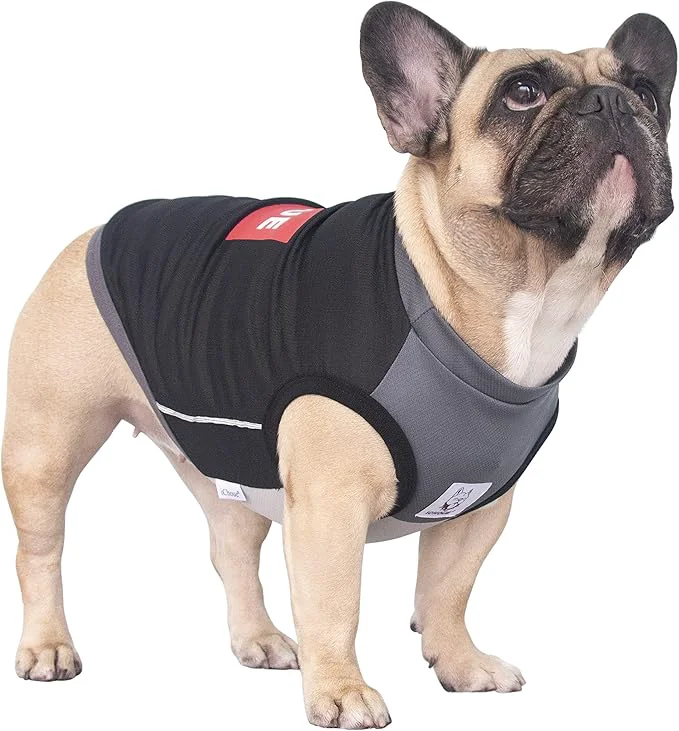 Convenient iChoue French Bulldog Summer Cooling Shirt for Dogs UV Sun Protection Vest Sleeveless Stretchy Tank Top English Pug Grey Black - Large PlusAbout ThisOverview Smart