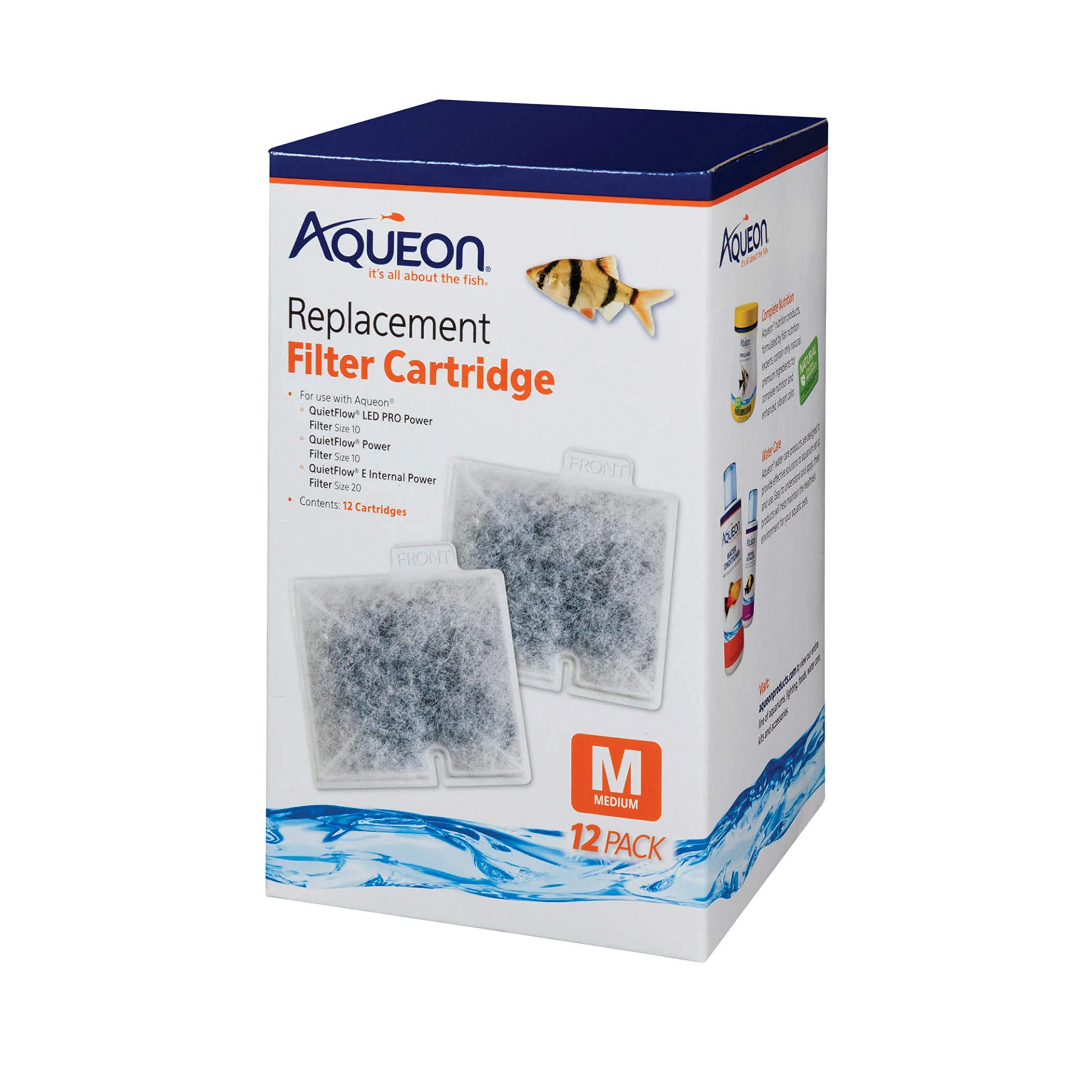 Authentic Aqueon Filter Cartridges Medium - 12 Pack Dual-Sided Activated Carbon Healthy