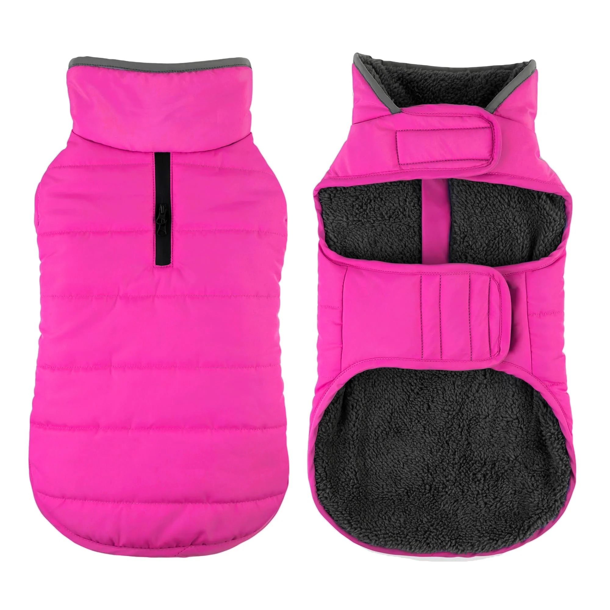 Dependable Petglad Dog Winter Coat – Waterproof Reflective Fleece Jacket with Harness Hole Pink L Comfortable