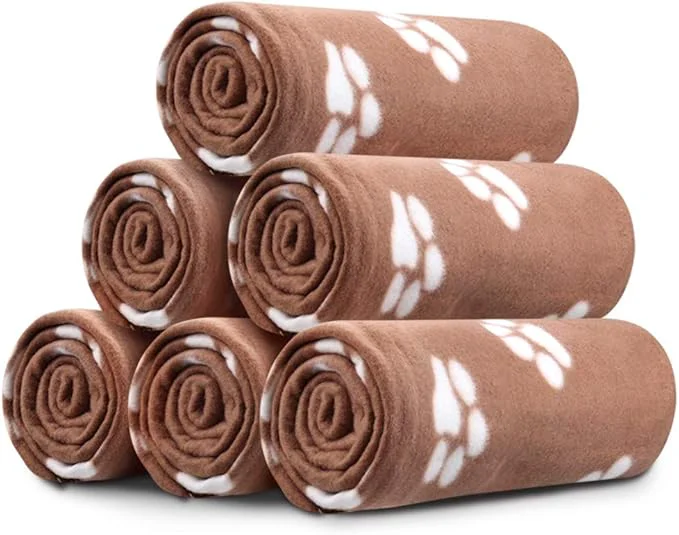 Fashionable Comsmart Dog Blankets for Small Dogs 6 Pack Puppy Blanket Cute Paw Print Pet Fine
