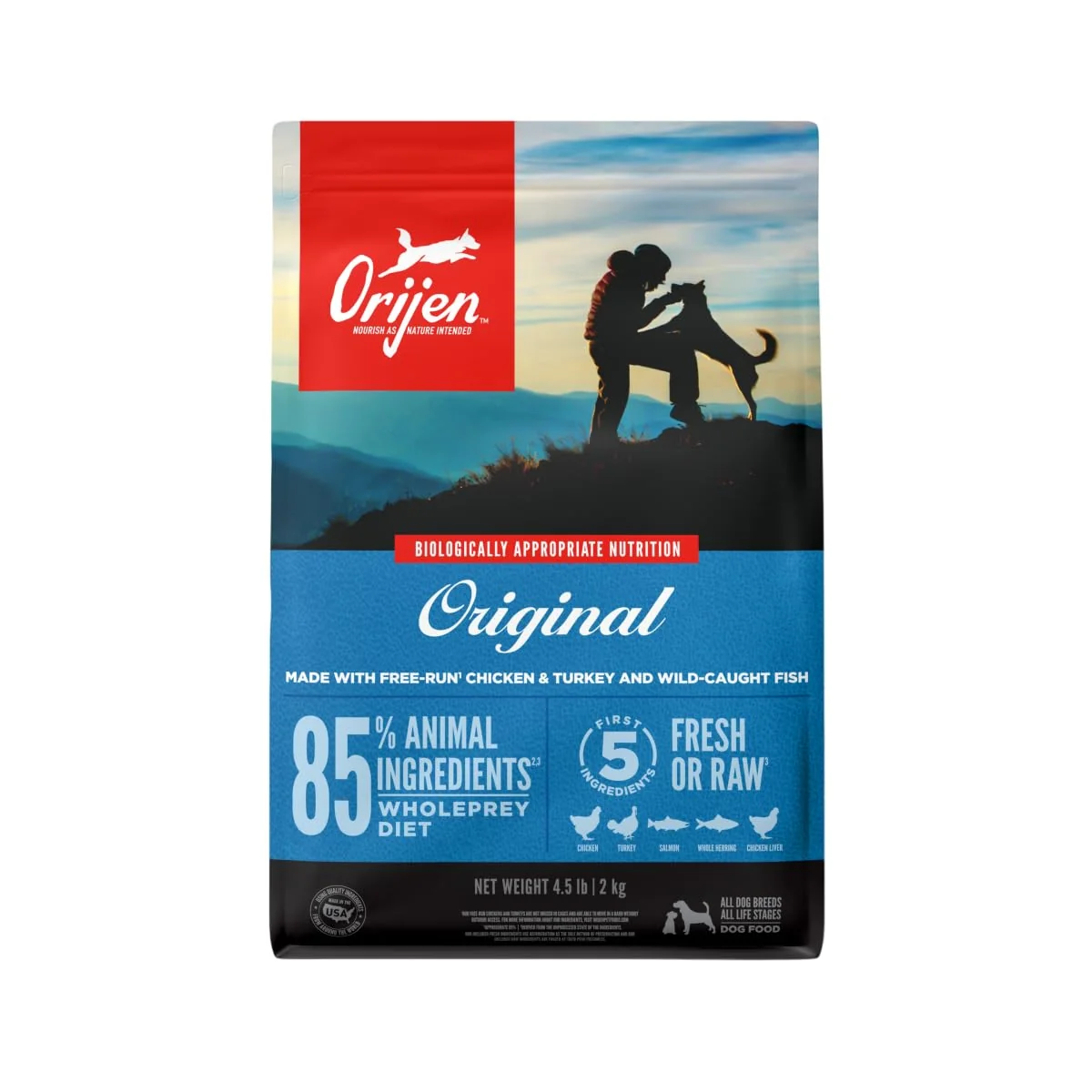 Advanced ORIJEN Grain High Protein Dry Dog Food Recipe - 4.5 lb Bag Comfortable