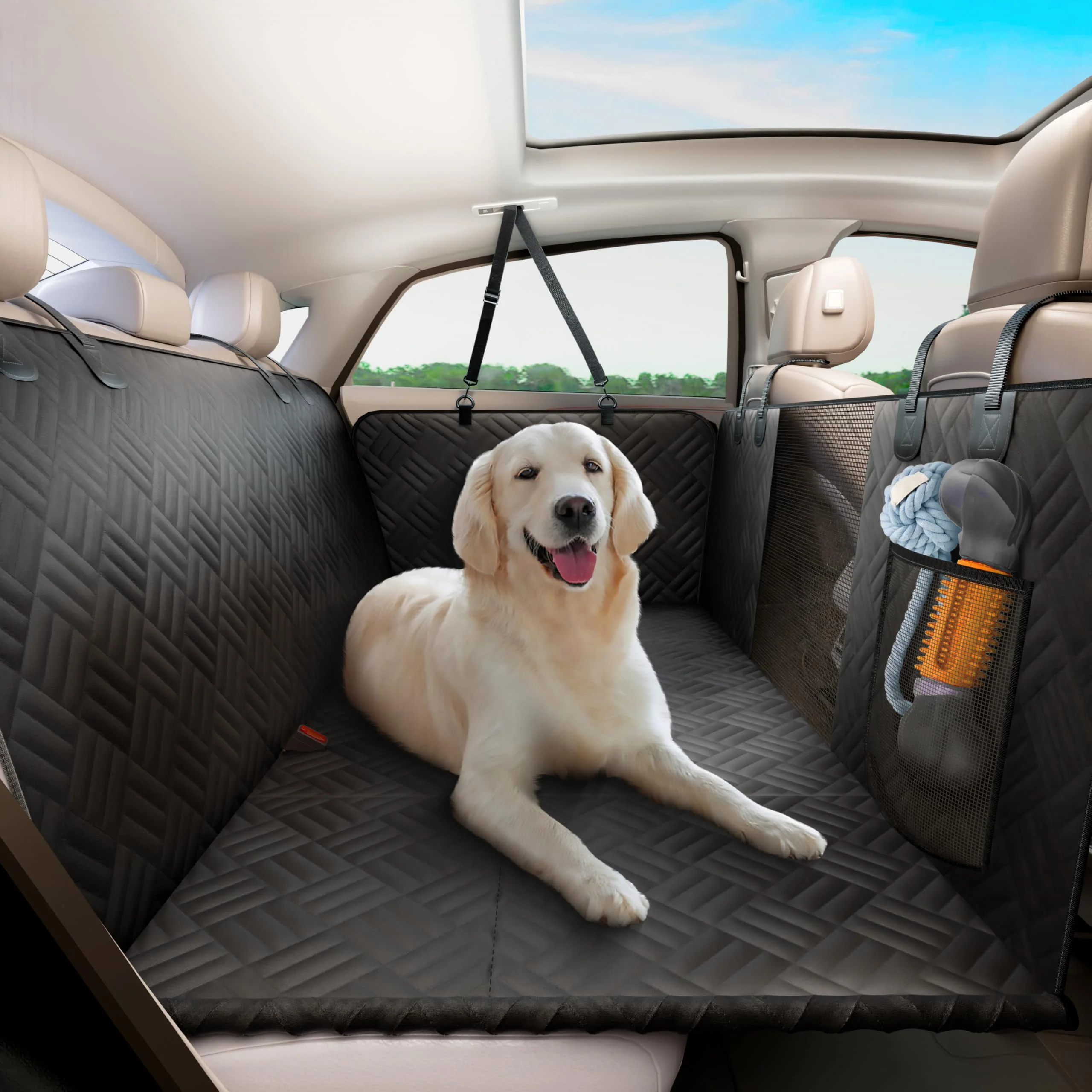 Classic ELLINI Dog Car Seat Cover – Heavy-Duty Back Seat Hammock 400 lb Capacity Waterproof Safe