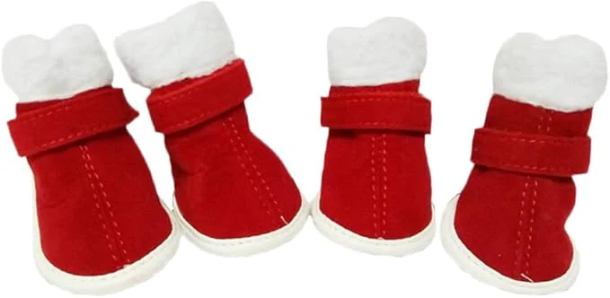 Detailed 4Pcs Pet Dog Winter Shoes Red Windproof Booties Anti-Slip Paw Protectors for Dogs Outdoor Snow Mud ProtectionAbout ThisOverview Solid
