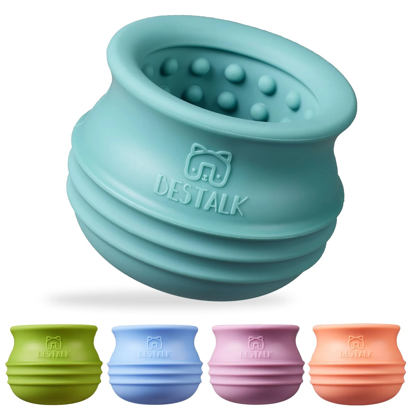 Soft alk Dog Enrichment Treat Toy — Wobbly Puzzle Feeder ze Dispenser Teal L Solid