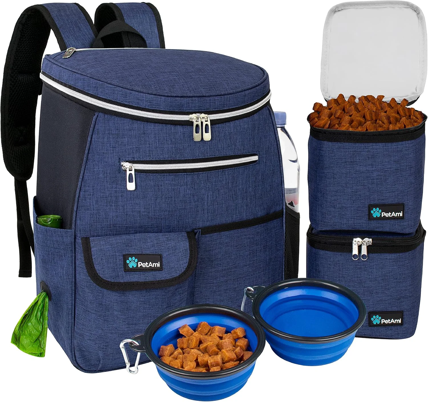 Long-Lasting PetAmi Dog Travel Bag Backpack Airline Dog Bags for Traveling Puppy Diaper Bag Supplies Pet Camping Essentials Hiking Accessories Dog Mom Gift Food Container Collapsible Bowls Navy Blue World-Class