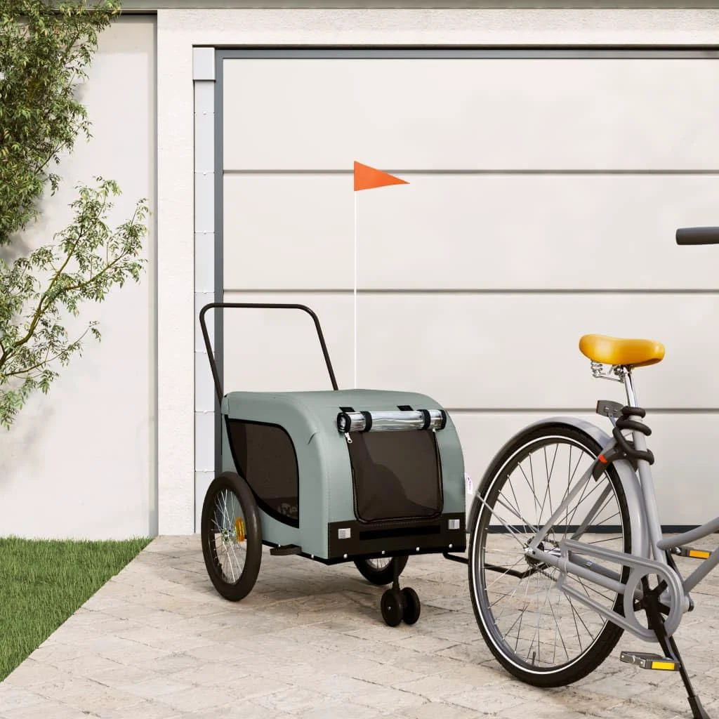 Practical Tidyard Pet Bike Trailer Gray and Black Oxford Fabric and Iron Pet Bicycle Carrier Animal Bike Stroller for Cat Puppy Dog Outdoor Travel Style A Modern
