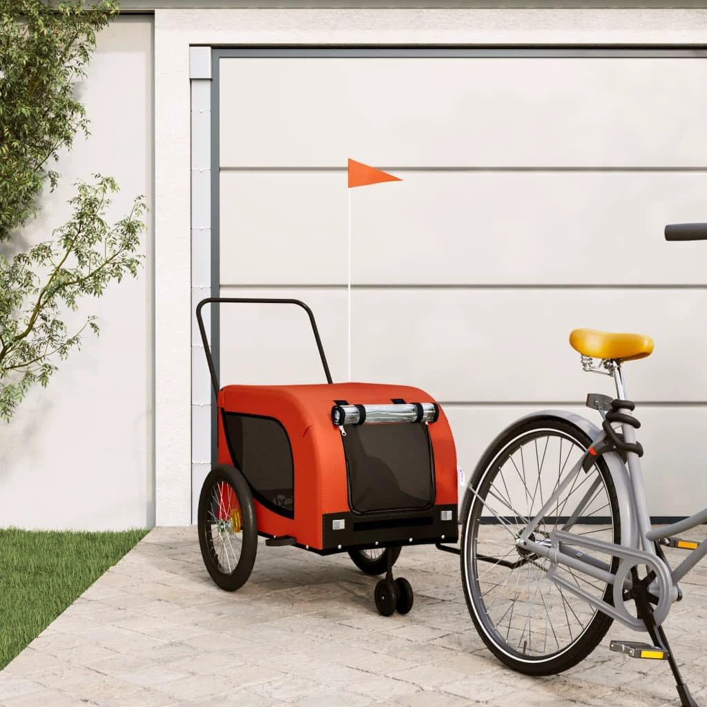 Verified Tidyard Pet Bike Trailer Orange and Black Oxford Fabric and Iron Pet Bicycle Carrier Animal Bike Stroller for Cat Puppy Dog Outdoor Travel Style B Exceptional